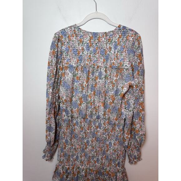 Veronica Beard Mini Dress Women Multi Saera Floral Silk Smocked Size 4 NWT $648 - Picture 11 of 12